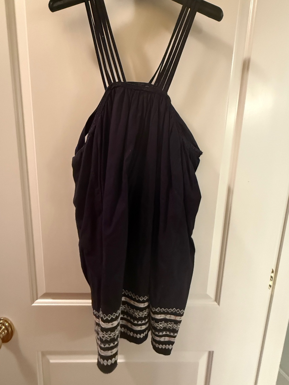 Free People Black Mini Dress with Embroidered Hem